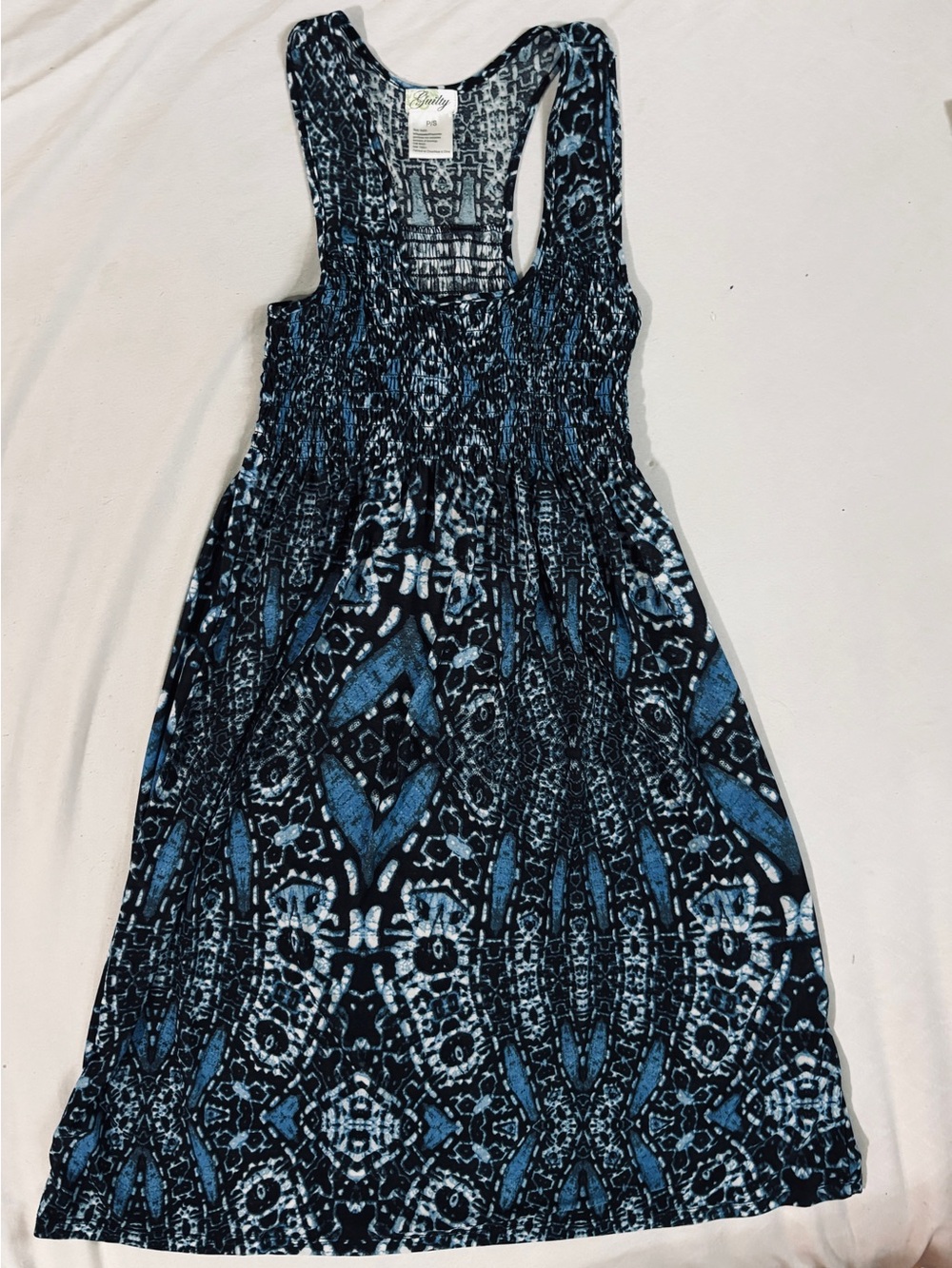 Vintage 2000s Guilty Blue & Black Patterned Summer Dress